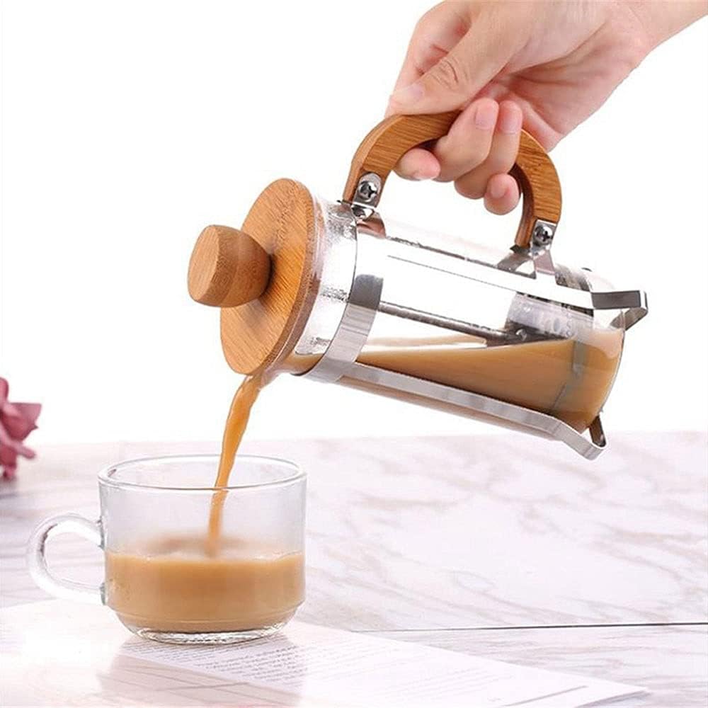 Press Eco Friendly Cover Coffee Plunger Tea Maker Percolator Filter Kettle Pot Glass Teapot