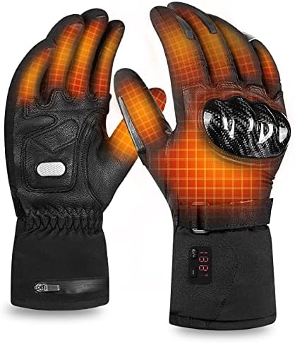 Heated Gloves for Men Women, Battery Powered Heated Motorcycle Gloves, Touchscreen Electric Winter Gloves for Motorcycle Skiing Hiking Fishing