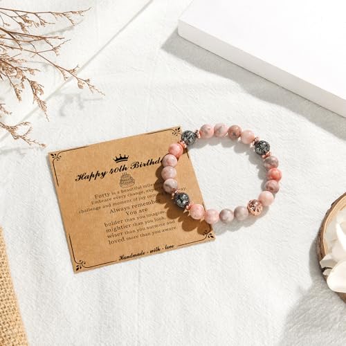 40th Birthday Gifts for Women Friend Wife Grandma Sister Natural Stone Bracelets for Her Bead Bracelet for Mom Coworker for 40 Years Old Woman4