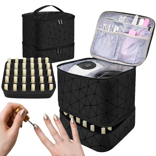 Maletín para esmalte de uñas de 2 capas con capacidad para 30 botellas
