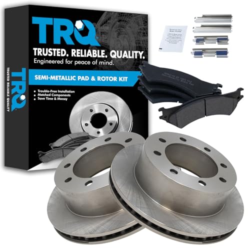 Image of TRQ Rear Brake Pad and Rotor Set Semi Metallic Rotors