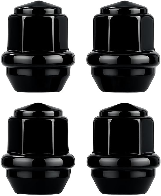 RYBO Set of Alloy Wheel Nuts M12 x 1.5, Taper, 19mm Hex, Compatible With Ford Alloy Wheels & More (Black, Pack of 4)