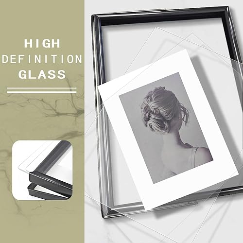 Miniatura 2 de Marco de fotos negro de metal flotante de 5 x 7 pulgadas, para tamaños de imagen (4 x 6, 3.5 x 5, 2 x 3), estante de escritorio, mesa, oficina,