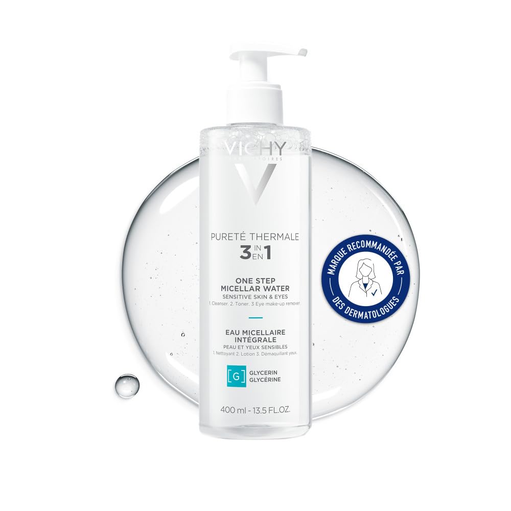 Vichy, Thermal Purity, Micellar Water - Cleanses and Removes Make-Up for Face and Eyes, Suitable for Sensitive Skin and Eyes, No Rinse, 400 ml