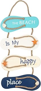 壁掛け飾り 壁飾り木製ウォールペンダント インテリア雑貨 壁装飾 ビーチ ハウス オフィス装飾用 ギフトタグ 地中海風 海の家 アンティーク ヴィンテージ おしゃれ 4連スリッパ 小道具