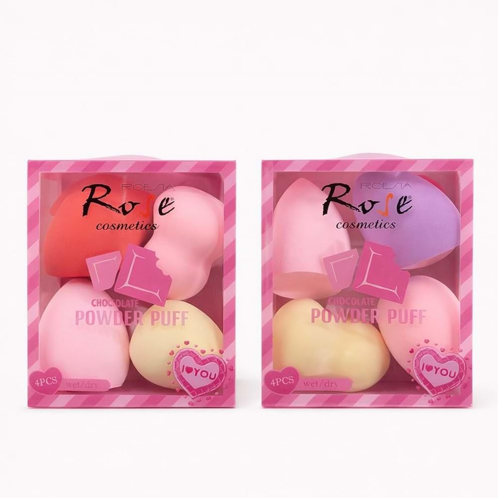 Rose 4'lü Armut Makyaj Süngeri Seti - Fondöten, Kapatıcı ve Toz Ürünler İçin Islak ve Kuru Kullanıma Uygun Yumuşak Yapılı Blender