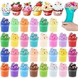 JOYIN 30 Pcs Valentines Day Multi Colored Butter Slime Set with Rubber Slices & Dessert Cards, Soft and Non-Sticky Stress Relief Slime Set Toy, Valentines Day Gifts for Kids, Party Favors