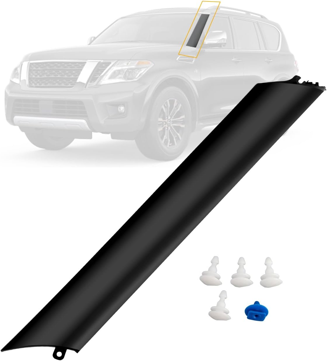 Windshield Trim Molding A-Pillar, Front Driver, Compatible with Nissan Armada 2017-2023, Infiniti QX56 2011-2013, QX80 2014-2023, 76837-6JR0A, Window Trim Moulding Cover, Plastic Windshield Trim Panel A - Driver Side
