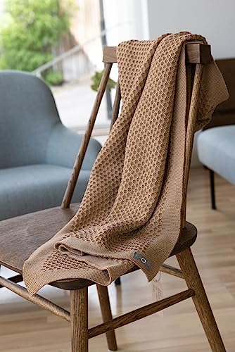 Disana Waben-Strickdecke Bio-Merino Aubergine 80x100 cm – Bild 2