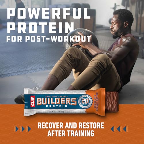 Image of CLIF BUILDERS Protein Bar - Chocolate Peanut Butter Flavor - 20g Plant Based Protein - Gluten Free - Non-GMO - Low Glycemic - No Artificial Sweeteners - 2.4 oz.