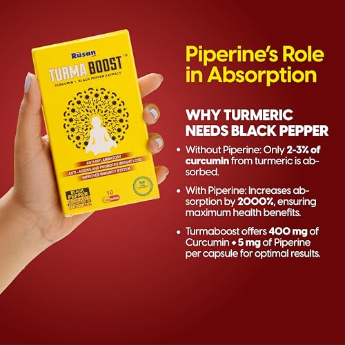 Image of Rusan TURMA BOOST Curcumin 95% 400mg + Black Pepper Extract | 10 Capsules | Immunity & Joint Care | Anti-Inflammatory Support