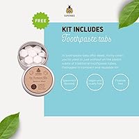 Vista 6 de SuperBee Kit familiar con pastillas de pasta de dientes Dentos, 300 pestañas, hilo natural, cerdas suaves, cepillos de dientes de bambú, sin flúor