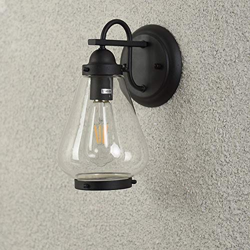 Lumière murale extérieure E27 étanche noire avec globe transparent Turner