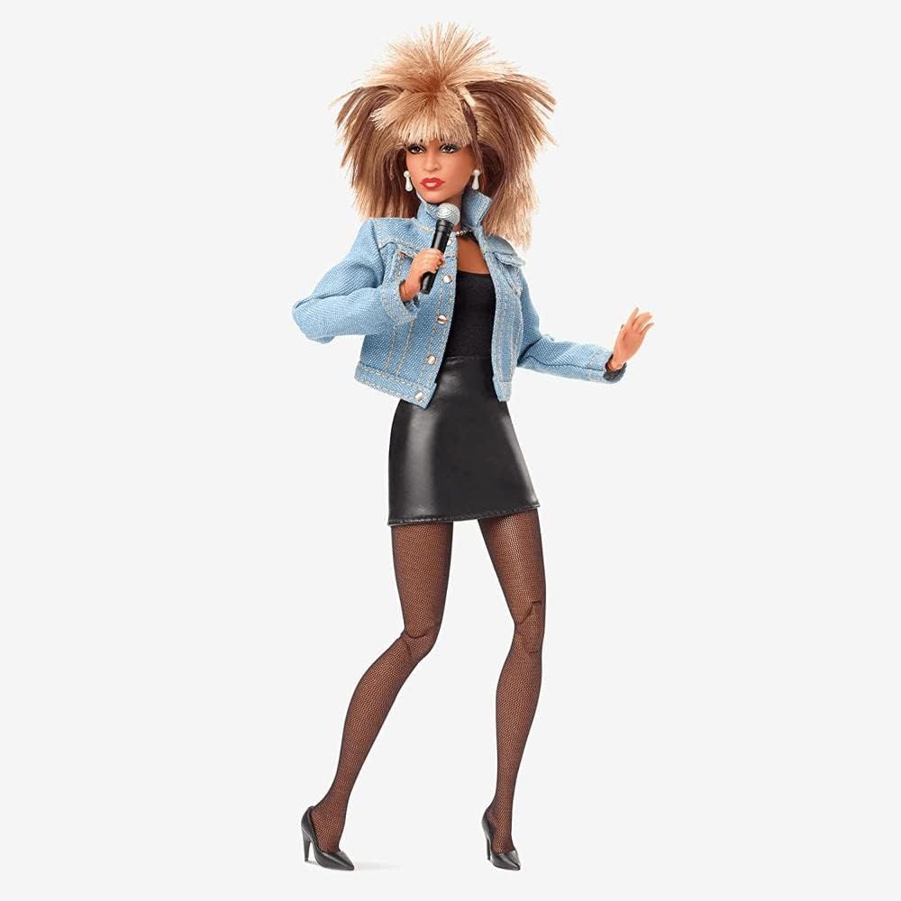 Barbie Signature Tina Turner Barbie Doll in ‘90s Fashion and Accessories with Microphone Accessory, Gift for Collectors