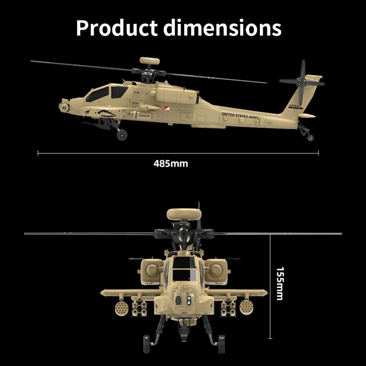 1/32 Apache RC Helicóptero, 2,4 GHz, 6 Canales, Doble Rotor Coaxial 6G/3D RC Modelo de Avión con Mantenimiento Óptico de Altitud, Regalo Para Principiantes En Aviones Control Remoto (RTF/F11-N AH64)