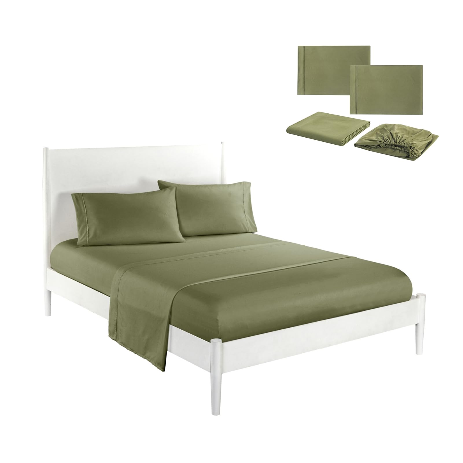 Sheets, Self Cleaning Sheets, Self Cleaning Sheets Silver Infused, Bed Sheets, Breathable & Cooling & Comfortable (Green, Queen(4 Piece Bed Sheet Set)