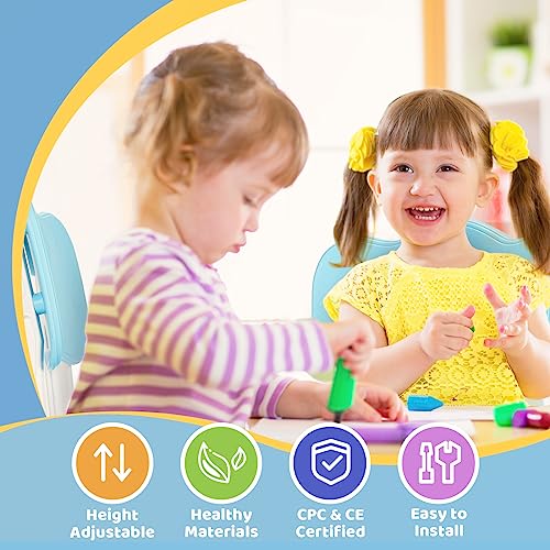 Image of FUNLIO Adjustable Kids Chair (2pcs), 3 Level Height Adjustable Toddler Chair for Ages 3-8, Sturdy Child Chair with Maximum Bearing 220lbs, for Classrooms /Daycares /Homes, CPC & CE Approved - Blue