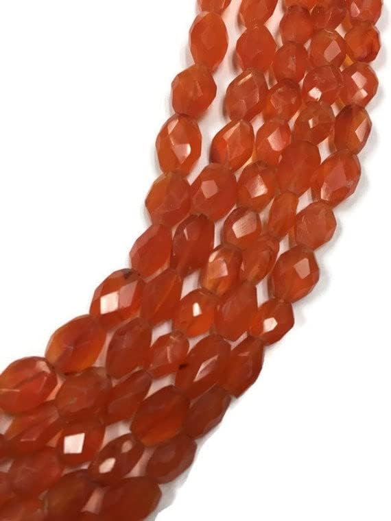 Cornelian Faceted Oval perles en cornaline facettée pour création bijoux - 3