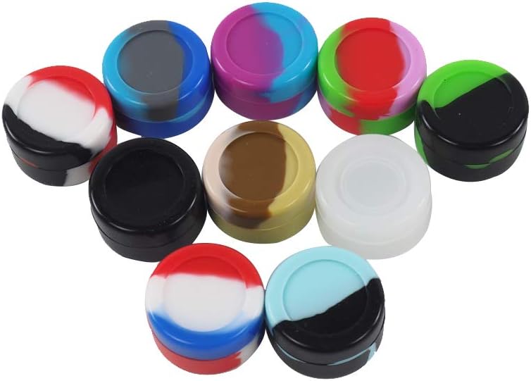 10pcs 5ml Silicone Container Non Stick Cylindrical Box Multi Use Storage Oil Jar Assorted Color