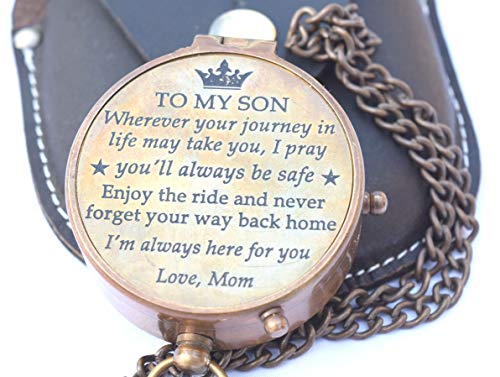 Brújula para hijo regalo de mamá con estuche de cuero miniatura 5