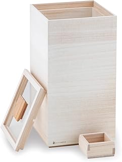 増田桐箱店 桐製 米びつ ライスカップ付き (10Kg) ライスストッカー フードストッカー 保存容器 桐箱/日本製 木製 お米 玄米 雑穀米 乾物/防虫 防湿 調湿 防腐