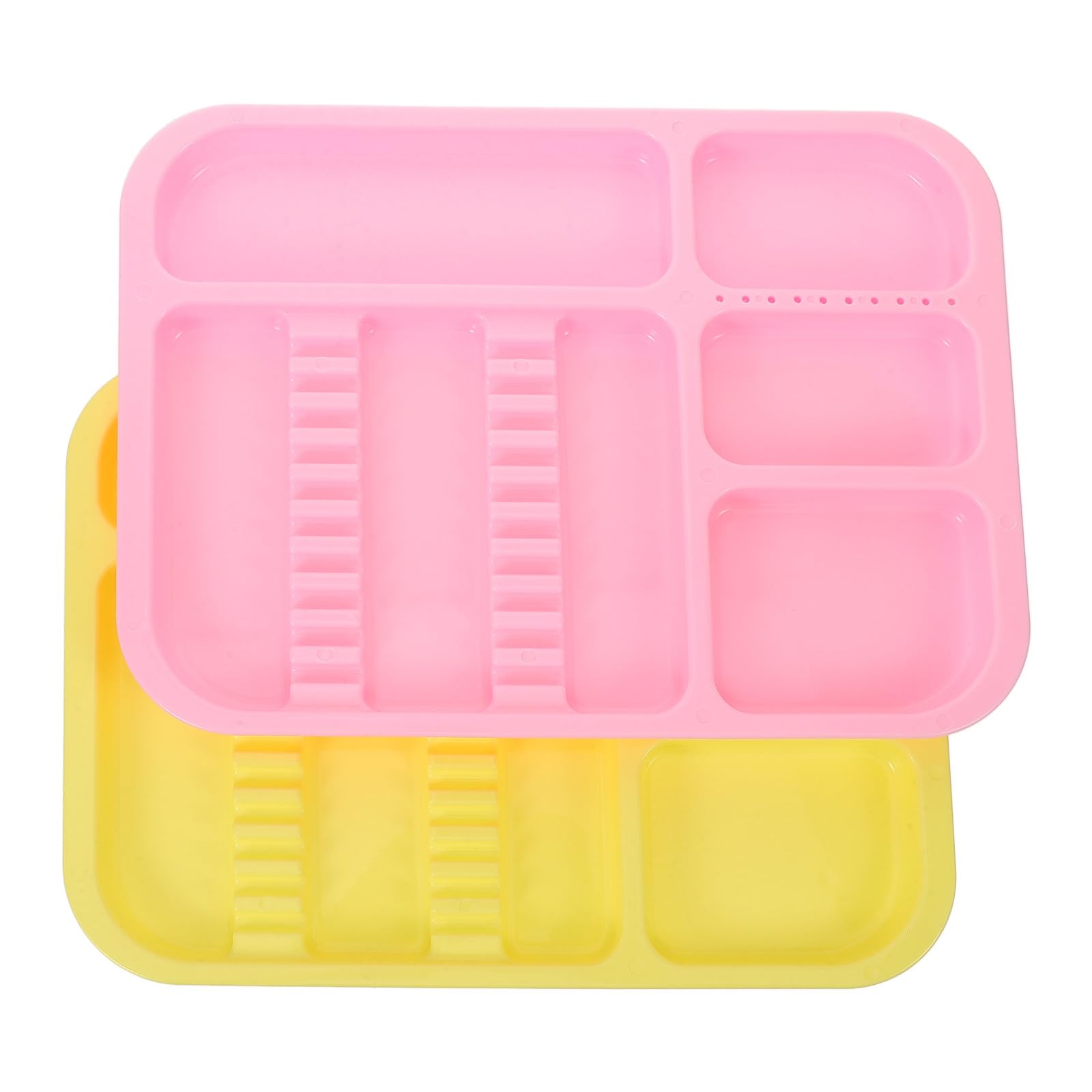 Vassoio Portastrumenti in Plastica Pp da 2 Pezzi, Vassoio Diviso Colorato per Procedure Odontoiatriche, Portaoggetti Portatile per Organizzazione Igiene Orale, Set Vaschette Rosa