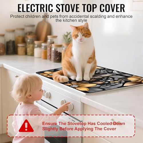 Image of NYZE Stove Cover for Electric and Glass Stove Tops 3-in-1 Stove Mat, Heat Resistant Counter Protector Mat, Non-Slip Surface & Drying Rack (Flowers Butterfly, 28.5 inchLx20.5 inchW)