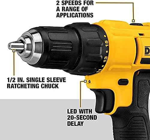 Miniatura 2 de DEWALT - Kit de taladro inalámbrico máximo de 20 V, compacto, 1/2 pulgada con juego de brocas de titanio, punto piloto, 21 piezas (DCD771C2 y DW1361)