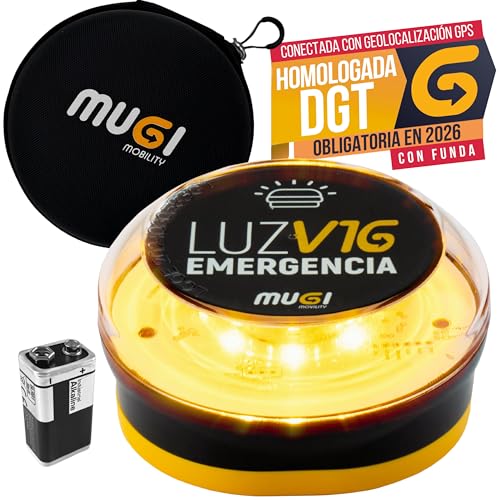 Baliza V16 Homologada Dgt con Geolocalizador y Funda Rígida Oxford Antigolpes Tarjeta Sim IoT Incluida Datos 3.0 Hasta 2038 Luz Emergencia Coche Camión Moto Visible 360 Grados Legal Obligatoria 2026