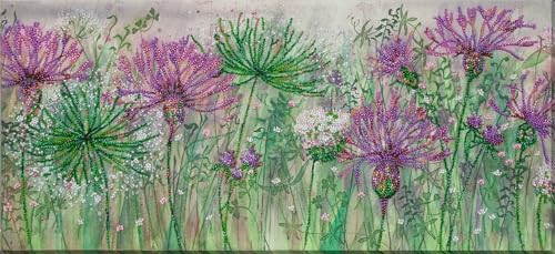 Image of Wizardi Bead Embroidery Kit - Cornflowers in the Field. Colorful Beads, Beading Needles. DIY Kit. Embroidery for Beginners. Home Decor. AB-882 Abris Art
