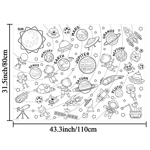 Image of Outer Space Giant Coloring Poster for Kids Large Coloring Tablecloth Activity Drawing Roll Paper Book Sheets Page Huge Table Cover Art Crafts for Classroom Home Gift Birthday Party Supplies Decoration