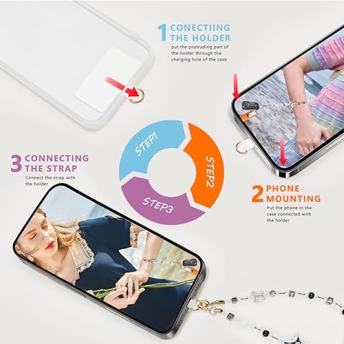 Image of Marble Beaded Phone Wrist Strap for Women, Detachable Design | 304 Steel Core, detachable phone wristlet with tether tab, keeps your phone secure for shopping, travel and daily use.
