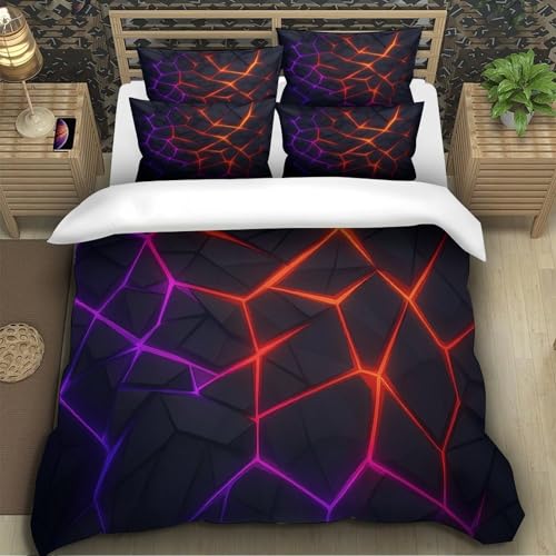 Housse pour couette luxe motif 3D néon géométrique chic - 5