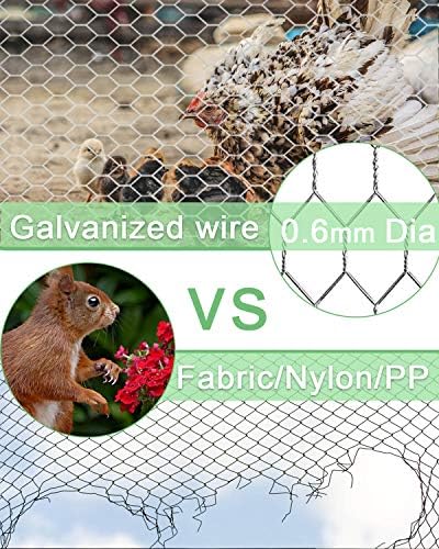 Backyard Poultry Hen Wire Netting - 16.5 '' × 157 '' Backyard Fence Animal Barrier, Hen Wire for Crafts, 1 inch Mesh Poultry Netting Fence, Pet/Rabbit/Hen Wire Fencing 5