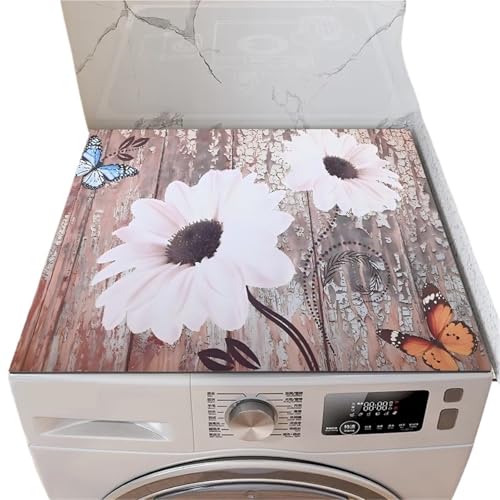 Washer and Dryer Covers for The Top Washing Machine Dust Cover Waterproof Oven Microwave Refrigerator Fridge Top Protector Mat Coffee Drain Pad Table Placemat For Washers,Laundry Room(Color 5,50x80cm)