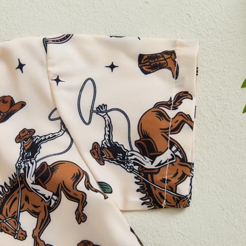 Toddler Baby Boy Western Outfits Horse Print Short Sleeve Button Up Shirts and Shorts Set 2Pcs Summer Clothes Sets4
