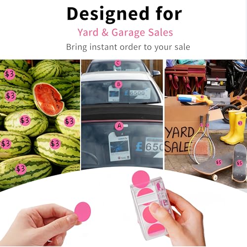 Image of 300 PCS of 1-inch Rose red Dot Stickers with Sticker Dispenser, Round Coding Labels Circle Dots Labels Stickers for Office, Classroom,Small Business,Papers