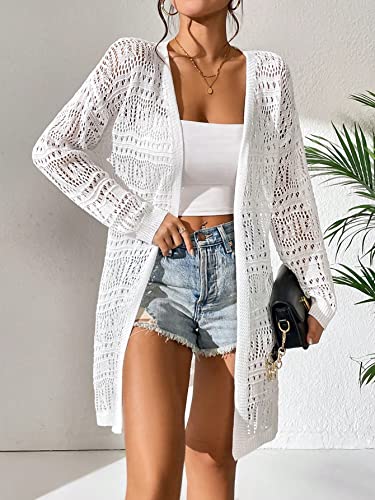GORGLITTER Women's Lightweight Cardigans Sweater Knit Light Crochet Open Front Long Sleeve Kimono Cardigans Trendy3