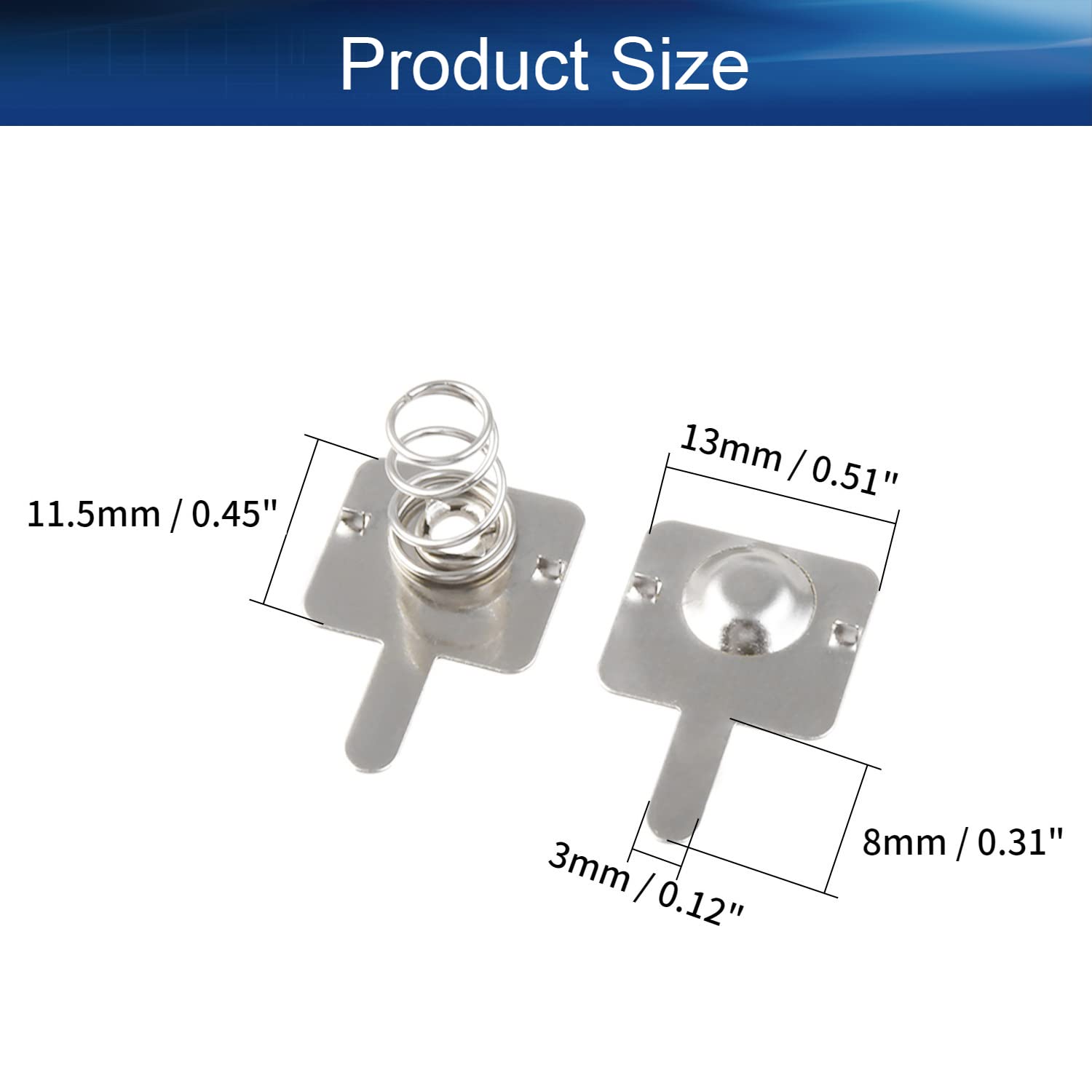 Heyiarbeit 50 Pairs AA Battery Spring Plate AA Battery Positive Negative Conversion Spring Contact Nickeling Plate 13.0mmx11.5mm