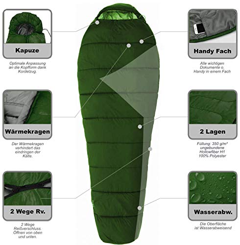 Norskskin Taiga Sleeping Bag 230 x 82 cm Mummy Sleeping Bag -23 °C Outdoor Camping Hood Hiking Compression Pack Sack - Image 5