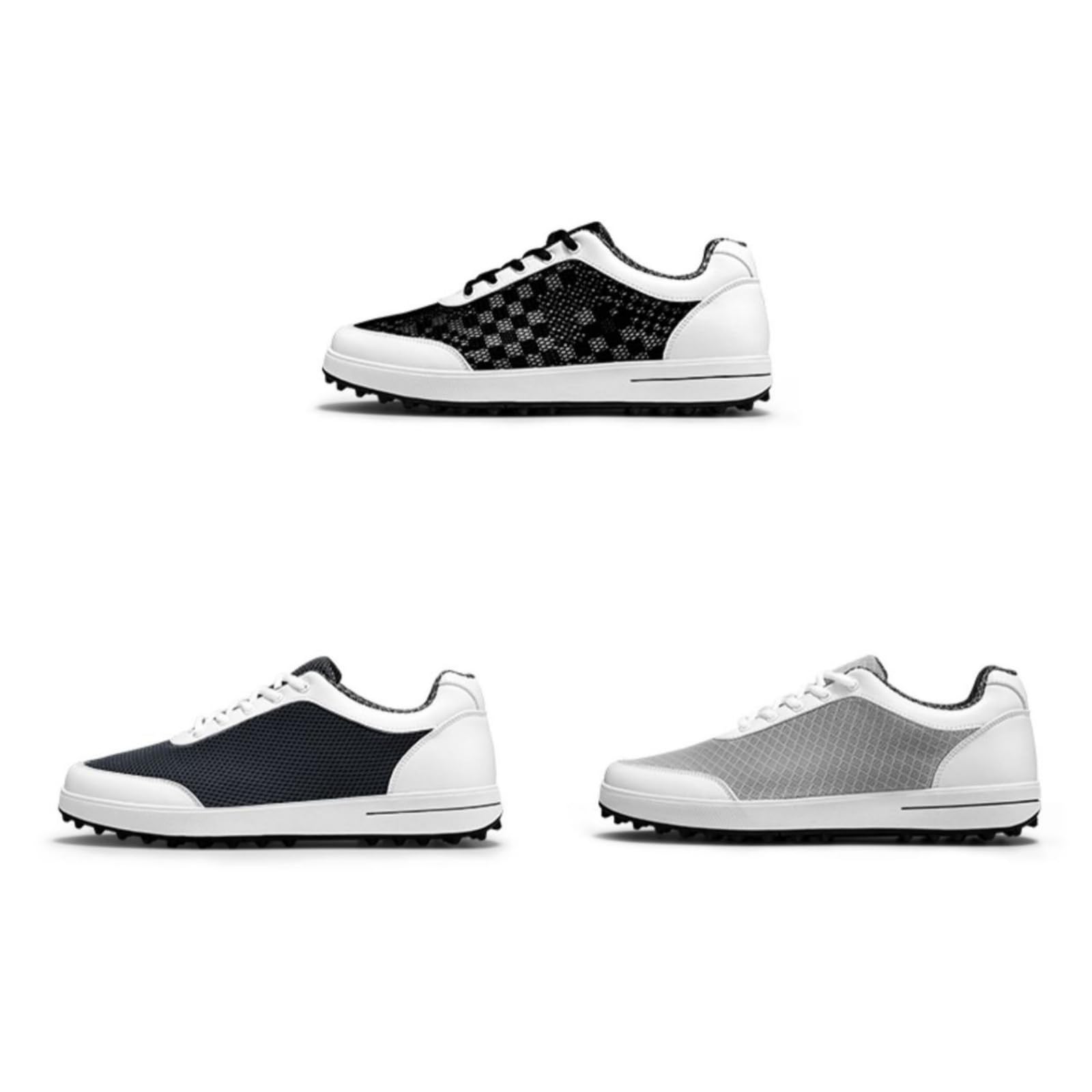 Męskie buty golfowe oddychające sznurowane z antypoślizgową gumową podeszwą bez kolców klasyczne obuwie sportowe