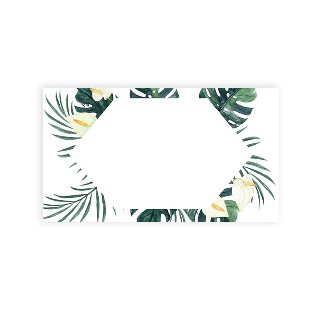 Andaz Press Tropical Geometric Monstera Palms Place Cards for Wedding Party Tables, Seating Name Place Cards for Holders, Premium Design, Wedding Decorations, 60 Pack, 2 x 3.5 Inches