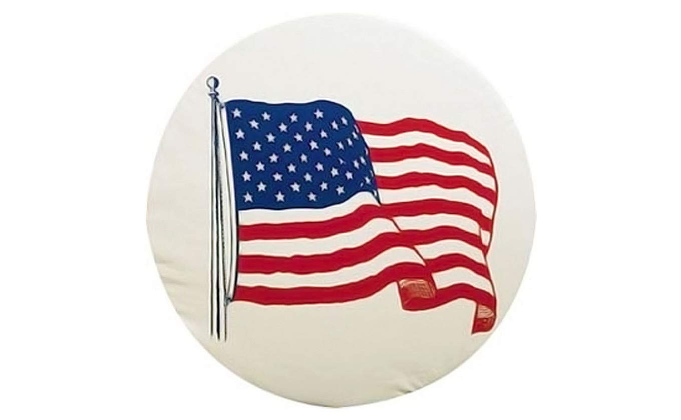 Adco Tire Cover with US Flag - (86.4cm Diameter) - White Vinyl