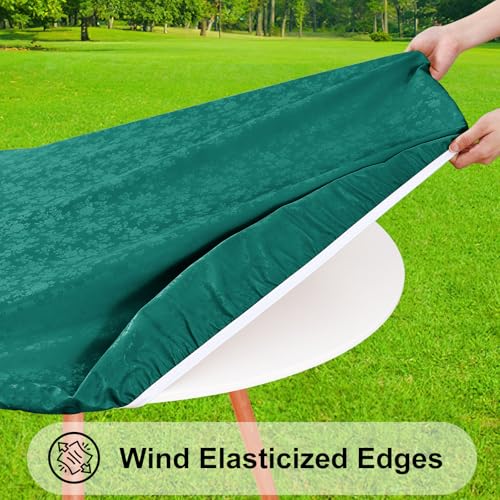 Image of Smiry Waterproof Heavy Duty Vinyl Fitted Tablecloth for 36 inch-44 inch Round Table
