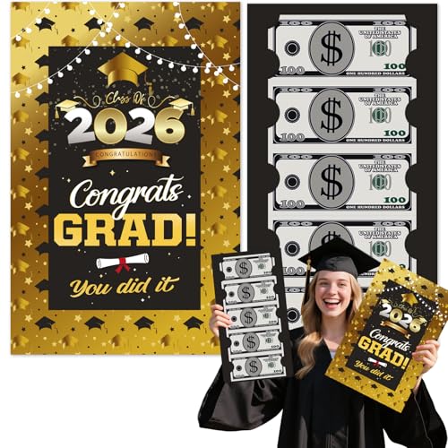 Graduation Gifts, Graduation Money Holder with 10 Bill & Card Slots and Envelope, Congratulation Cash Gift Card Holder for College Graduates 2026