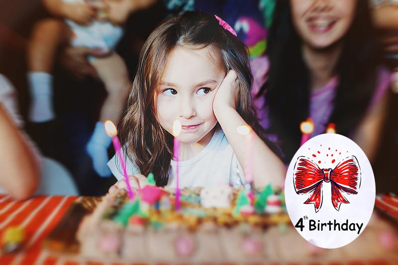 4th Birthday Shirt for Girls, 4th Birthday Dress for Girls, 4th Birthday T Shirt for Girls 4 Year Old Birthday Gift for Girls 4th Birthday Outfit Decoration Cute Bow Birthday Clothes for Girls White3