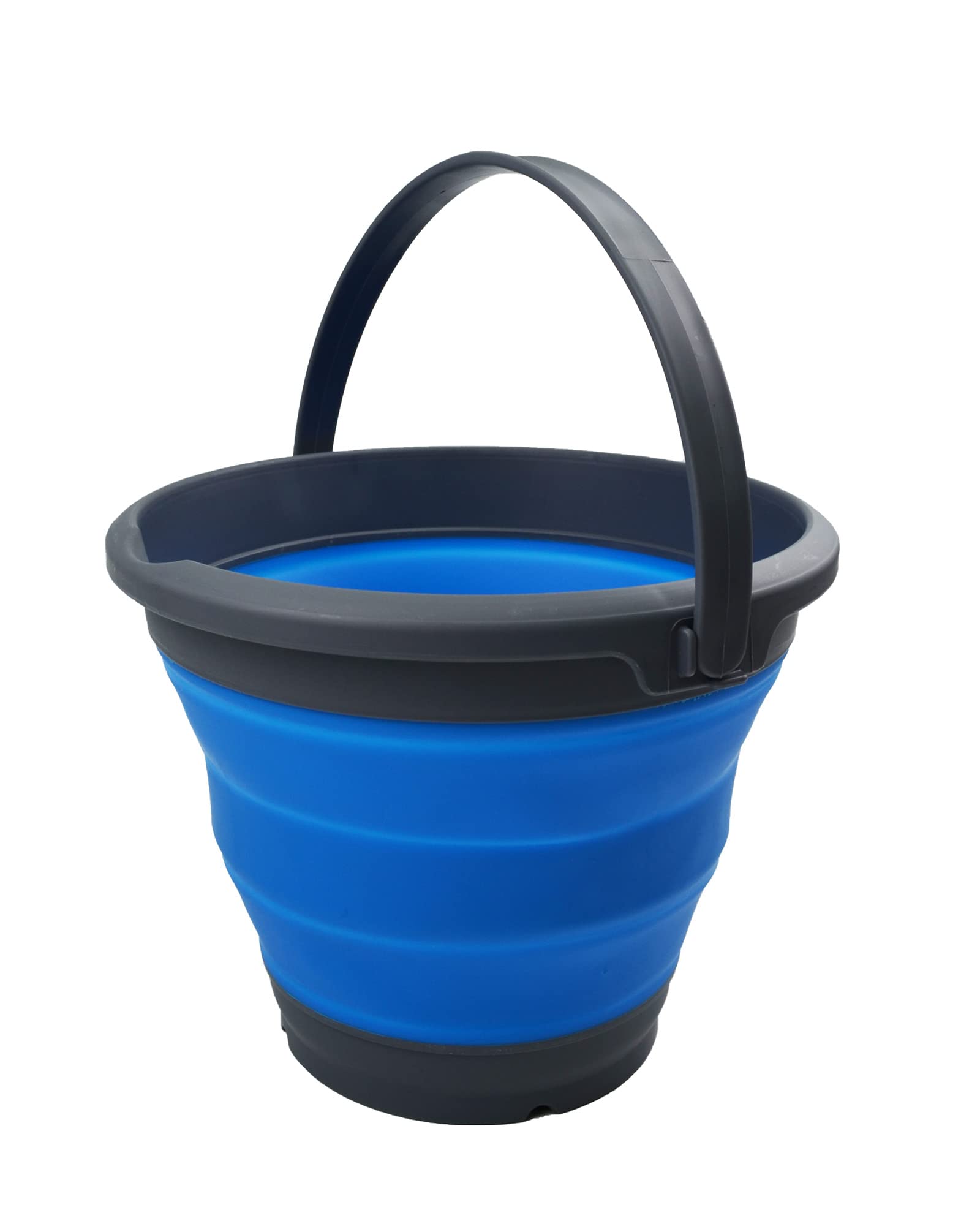 SAMMART Collapsible Bucket (Grey/Blue, 5.5L - Round)