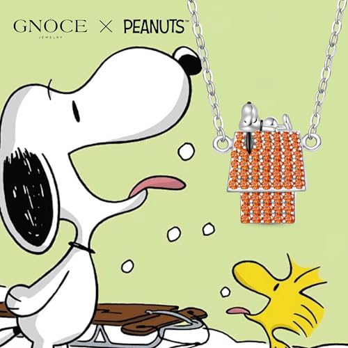 GNOCE Peanuts Lying Snoopy Doghouse Diamond Pendant Necklace for Women, S925 Sterling Silver Pendant Necklace for Her Wife, Valentine‘s Day, Mother’s Day Jewelry Gift4