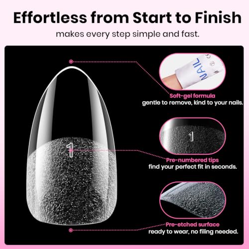 Image of Beetles Flat-X Soft Gel Nail Tips, Medium Almond, 640Pcs, 16 Sizes
