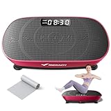 MERACH Vibration Plate Exercise Machine, Whole Body Workout Equipment for Women, Bluetooth and Silicone Pedal, Vibration Plate with Auto Mode, Vibrate Fitness Platform for Home (Red)